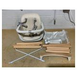 BABY JOY Convertible Baby High Chair, 3 in 1 Wooden Highchair/Booster/Chair with Removable Tray, Adjustable Legs, 5-Point Harness, PU Cushion and Footrest for Baby, Infants, Toddlers (Beige) ( Maybe M