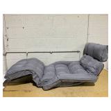 KOMFOTT Foldable Floor Lazy Sofa, Indoor Chaise Lounge Sofa with 6 Adjustable Positions, Folding Chair Bed with Adjustable Armrests, Backrest & Footrest, Ideal for Living Room, Bedroom (Grey) 77"D x 2