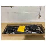 5 PCS Fireplace Tools Set, Practical Fireplace Accessories with Tong, Poker, Shovel, Brush, Sturdy Base, Vintage, Iron, Fireplace Poker Set, Fire Place Set Tools Indoor, Outdoor