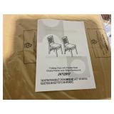 Set of 2 Folding Chairs with Padded Seat and Rubber Wood Frame