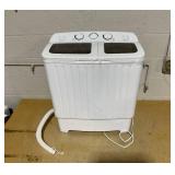 COSTWAY Portable Washing Machine, Twin Tub 20 Lbs Capacity, Compact Laundry Washer(12 Lbs) and Spinner(8 Lbs), Durable Design, Timer Control, Perfect for RV, Apartments and Dorms, Grey+White