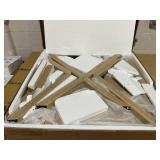 Moccha 36" Round Dining Table for 4 - Rubber Wood Kitchen Table with Intersecting Trestle Legs, Vintage Bar Table, Farmhouse Dining Room Tables for Dinette, Small Space, Restaurant, Bistro (Oak)