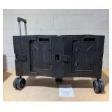 Goplus Large Foldable Utility Cart w/ 2-Tier Storage Crates, 5 Rotate Wheels, Metal Telescoping Handle, Portable Rolling Trolley Collapsible Cart for Grocery Shopping Camping & Travel (Black) 20"D x 3