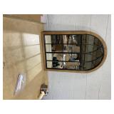 GIFTTROVE Farmhouse Wooden Arched Mirror, Decorative Arch Mirror Wall Decor, Rustic Window Pane Mirrors, Wood Framed Wall Mirrors for Entryway, Living Room