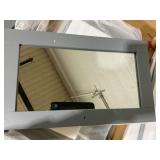 Tangkula Bathroom Medicine Cabinet with Mirror, Wall Mounted Wooden Hanging Organizer with Doors and Shelves, Bathroom Wall Mirror Cabinet 5"D x 22"W x 23"H (Mirror Doors, Gray)