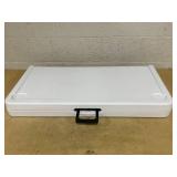 Goplus Mahjong Table, 35" Square Folding Card Table w/4Cup Holders, Metal Legs, Portable Mahjong Game Table for Domino Game, Picnic (Navy, Table w/Removable Mat) (Missing Game Mat & Pieces. In A Recyc