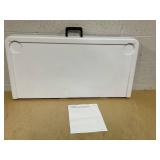 Goplus Mahjong Table, 35" Square Folding Card Table w/4Cup Holders, Metal Legs, Portable Mahjong Game Table for Domino Game, Picnic (Navy, Table w/Removable Mat) (Missing Game Mat & Pieces. In A Recyc