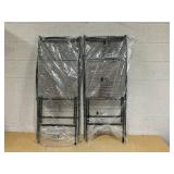 Costway - Set of 2 Outdoor Bar Chair Folding Bar Height Stool with Metal Frame - Coffee Product Height 40 inches Product Width 22.5 inches