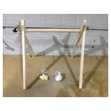 Little Dove Wood Baby Gym Foldable Baby Play Gym Frame Hanging Bar Newborn Gift Baby  (Missing 3 Wooden Baby Teething Toys & Hardware)