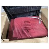 Costway 3 -Piece Rattan Patio Conversation Set with Red Cushions