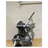 Double Pet Stroller with 2 Detachable Carrier Bags, 4 Lockable Wheels Cat Stroller