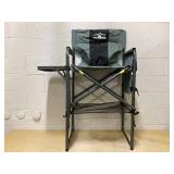 Tall Directors Chair 30" Seat Height, Bar Height Folding Chair with Side Table, Foldable Camping Chair with Side Pocket for Makeup Artist, Sports Event, Supports 400LBS