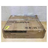 Foldable Mobile Standing Desk, 90 Tiltable Rolling Standing Desk, Height Adjustable Portable Laptop Workstation for Home Office, Easy to Fold, White