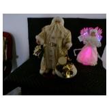 Vintage Dressed in All White Santa & Fiberoptic Angel