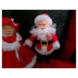 Vintage Christmas Items Handmade Santa & Mrs. Santa & Large Doilie & More