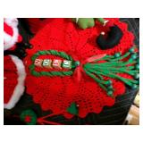 Vintage Christmas Items Handmade Santa & Mrs. Santa & Large Doilie & More