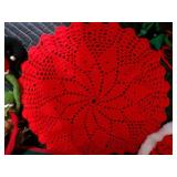 Vintage Christmas Items Handmade Santa & Mrs. Santa & Large Doilie & More