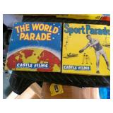 Lot of 3 Antique 16mm Projectors With Nice Screen & Lots of Antique Movies