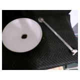 Vintage Acrylic Porcelain Enamel 14" Rnd. Green Light Shade & Conduit