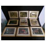 Lot of 9 Vintage Framed Artist Wall Pictures