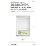 2 white cordless 2" faux wood blinds