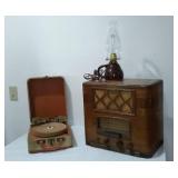 Vintage Cornado Radio and Columbia Turntable, Lamp.