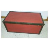 Wood Footlocker and Vintage Suitcases (2) American Tourister Air Luggage.