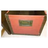 Wood Footlocker and Vintage Suitcases (2) American Tourister Air Luggage.