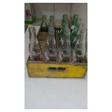 Vintage Wood Coca Cola Crate and Bottles.