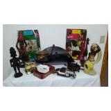 Fireplace Log Holder and Eclectic Decor and Collectibles.