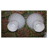 White Milk glass Fenton Crimp and Ruffle Bowl and Hobnail Candleholders