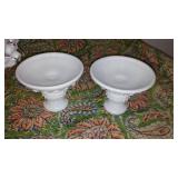 White Milk glass Fenton Crimp and Ruffle Bowl and Hobnail Candleholders