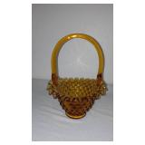 Vintage Fenton Hobnail Glass Basket and Bowl Vase.