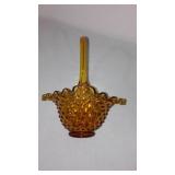 Vintage Fenton Hobnail Glass Basket and Bowl Vase.