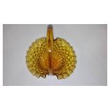 Vintage Fenton Hobnail Glass Basket and Bowl Vase.