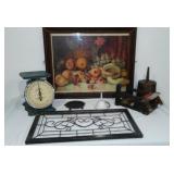 Vintage Décor Items, Scale, Wet Tape Dispenser, Funnels (Coleman) and more.