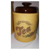Vintage Stoneware Canister Set. (3 pcs with covers)
