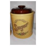 Vintage Stoneware Canister Set. (3 pcs with covers)