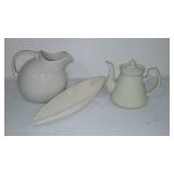 Vintage Hall Ball Pitcher, Server and Boat Vase.