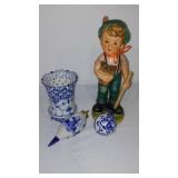 Royal Copenhagen Denmark Full Lace Cigar Cup or Vase, Delft Blue Ornaments (2) Hummel