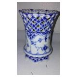 Royal Copenhagen Denmark Full Lace Cigar Cup or Vase, Delft Blue Ornaments (2) Hummel