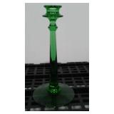 Fostoria Green Uranium Glass Candle Stick Holders (2)