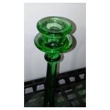 Fostoria Green Uranium Glass Candle Stick Holders (2)