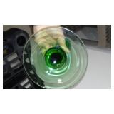 Fostoria Green Uranium Glass Candle Stick Holders (2)