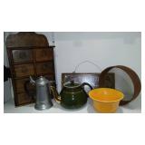 Spice Box, Pewter Stein, Halls Tea Pot and more.