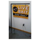 Live Bait Yard Sign with Metal Hanger.