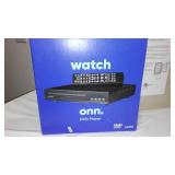 Onn DVD Player and Security Multi outlet 12 VDC power Supply.