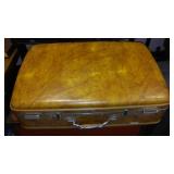 Wood Footlocker and Vintage Suitcases (2) American Tourister Air Luggage.