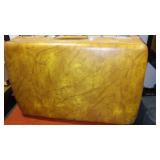 Wood Footlocker and Vintage Suitcases (2) American Tourister Air Luggage.