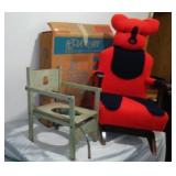 Vintage Baby Walker (In Box), Rocking Teddy Chair And Trainer Chair